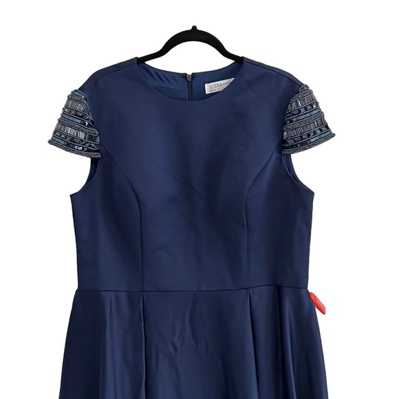 Ieena for Mac Duggal Elegant Hand-Beaded Cap Sleeve A-Line Gown in Navy 25947 16 - Picture 3 of 11